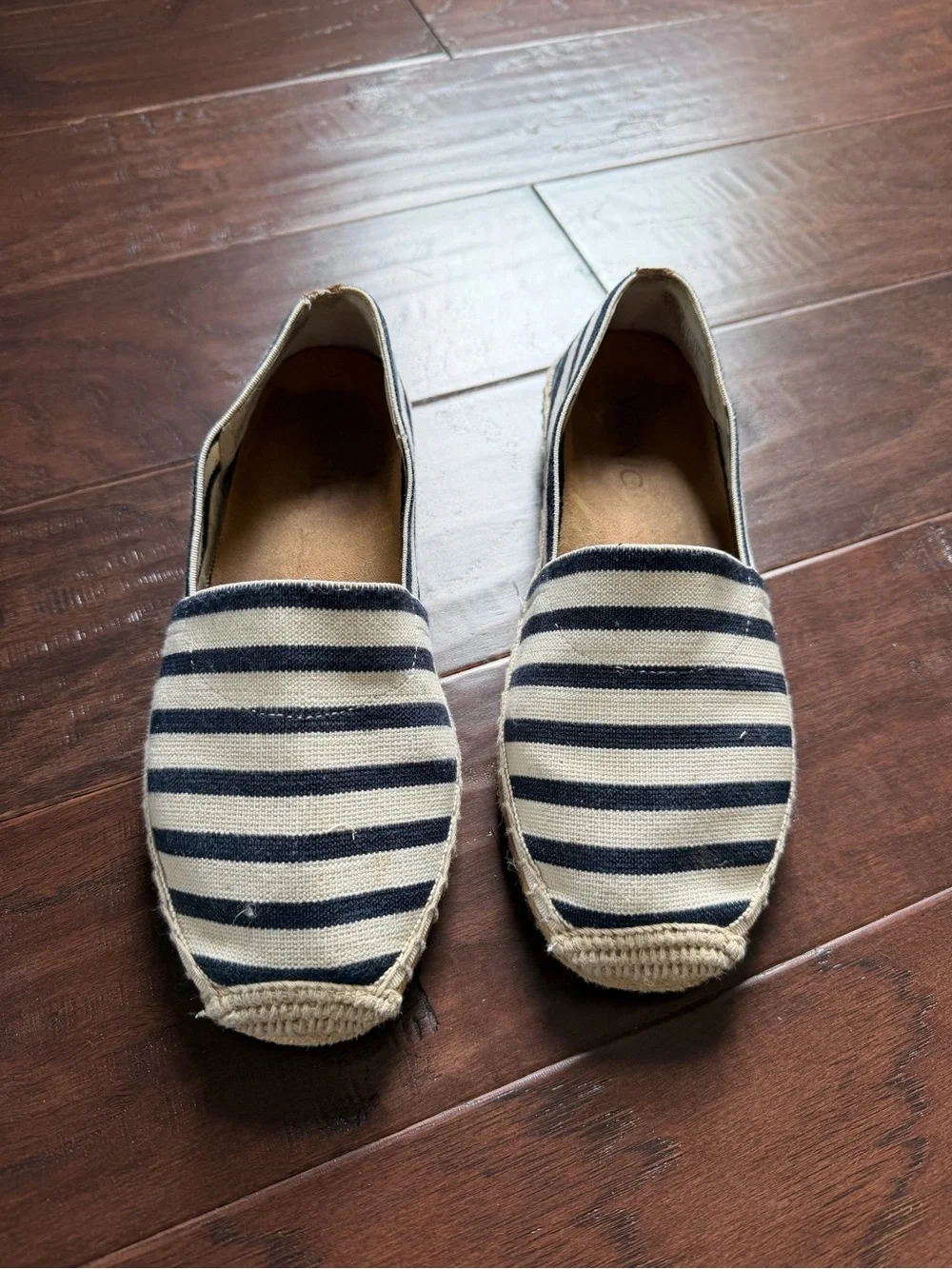 Vionic Navy and Cream Striped Slip-On Espadrilles